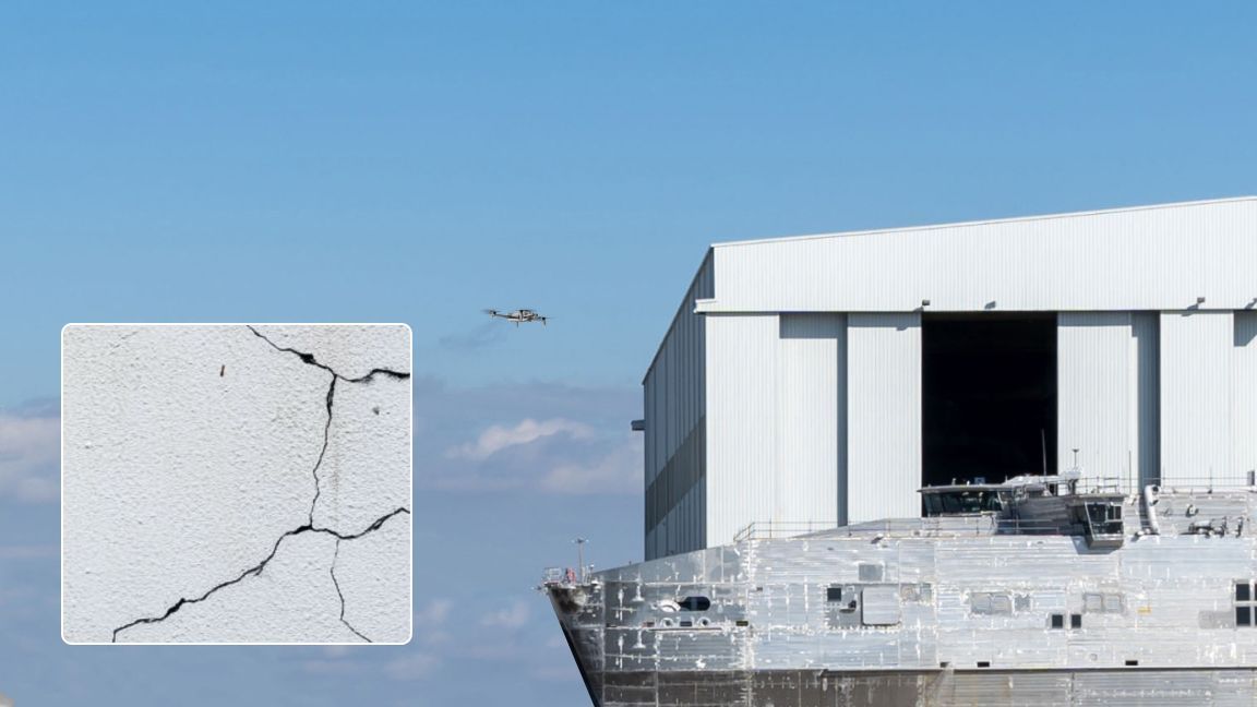 Skydio inspection drone capture of crack in equipment