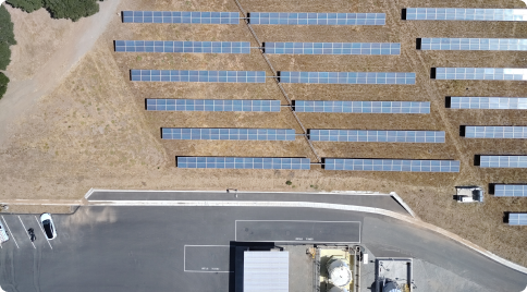 an aerial view of a solar farm
