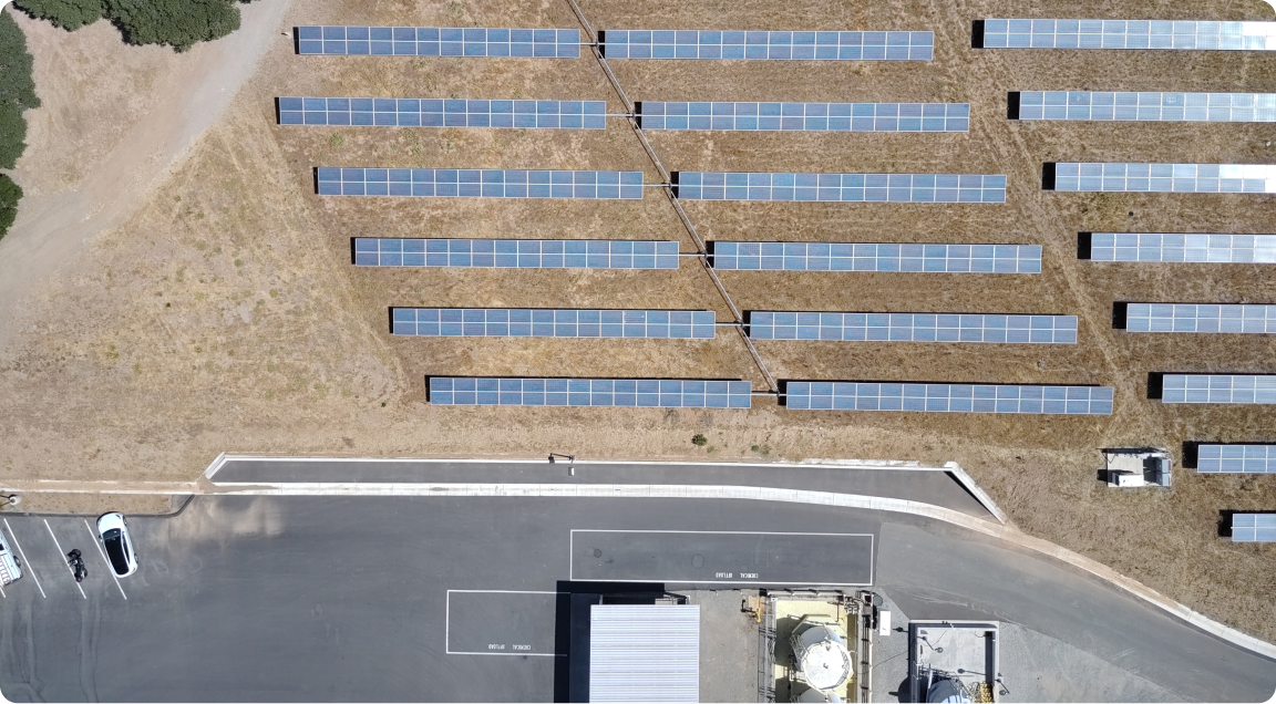Skydio drone aerial view of a solar farm