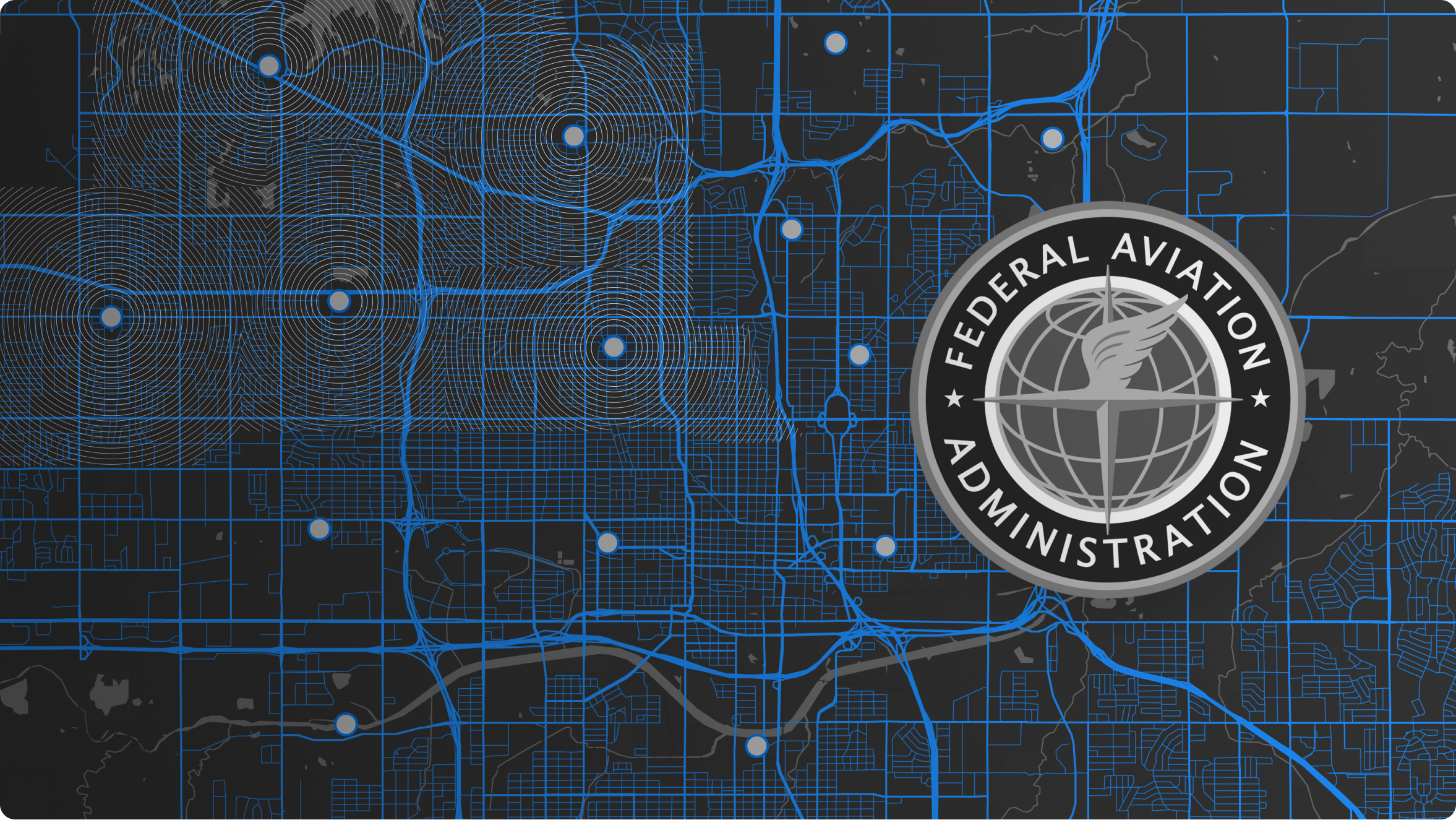 image of FAA logo on a map