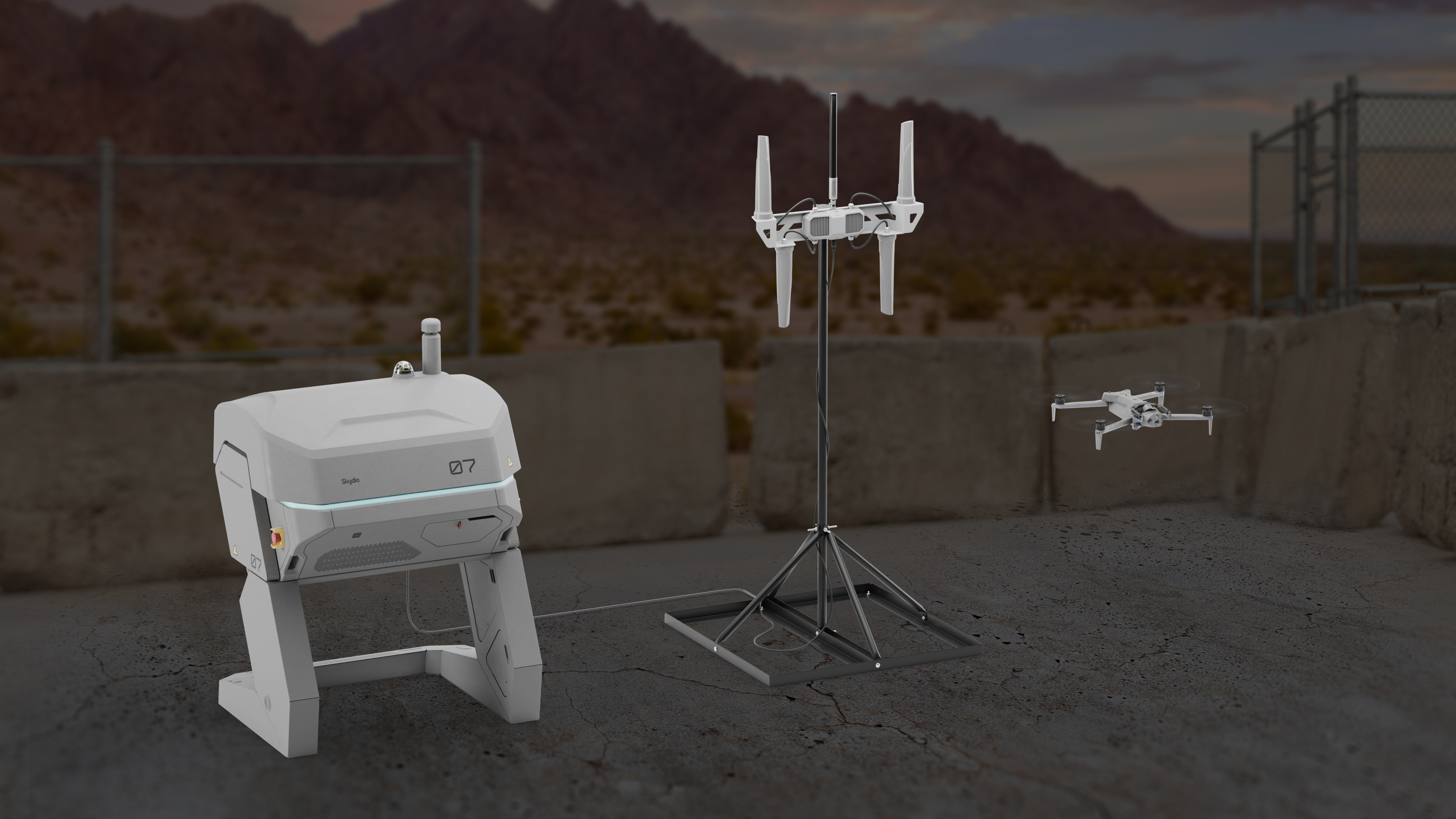 Skydio Dock for 10 and External radio maximizes your X10s point-to-point operational range from the Dock