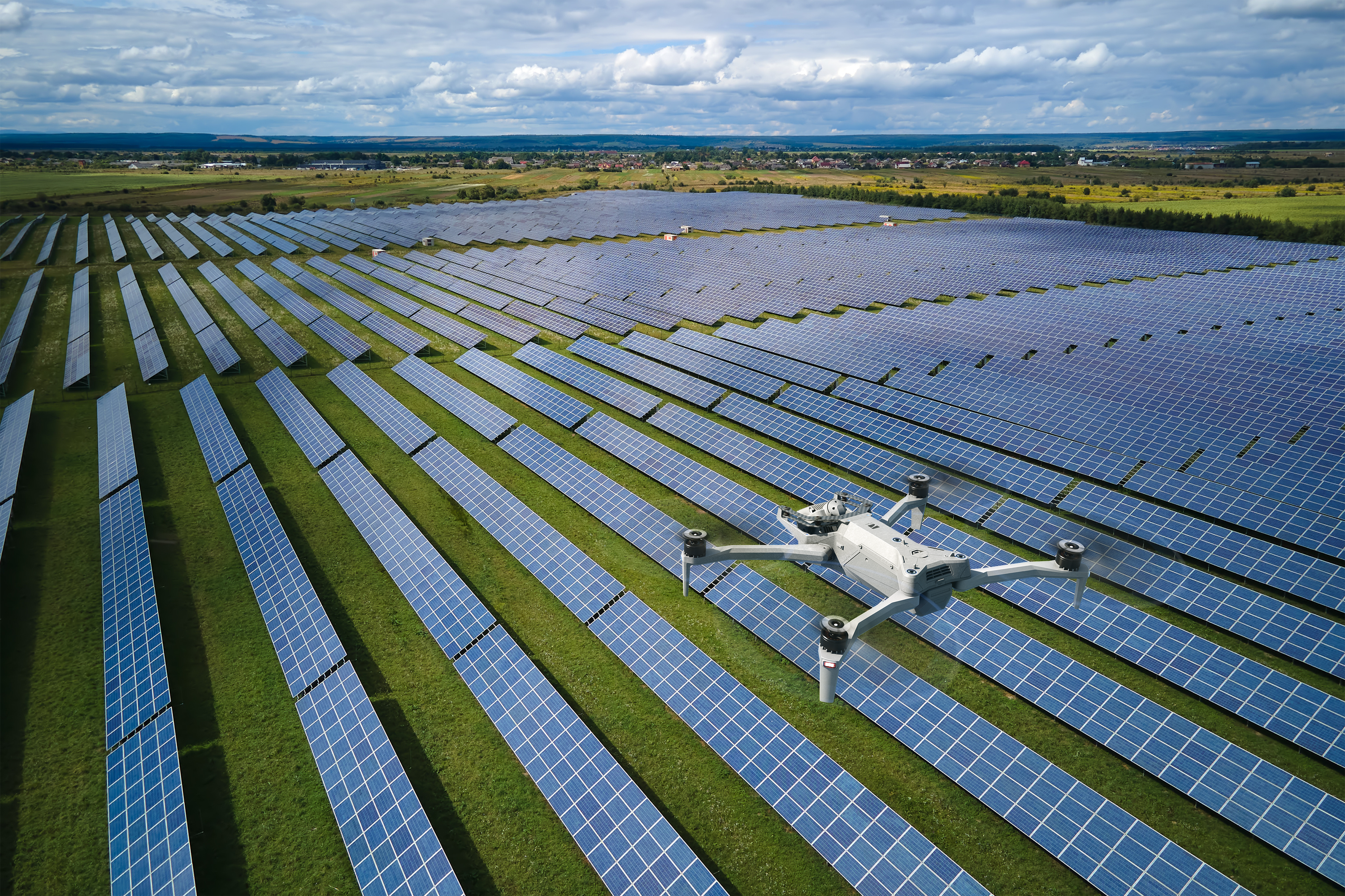 Skydio X10 drone inspecting Solar farm 