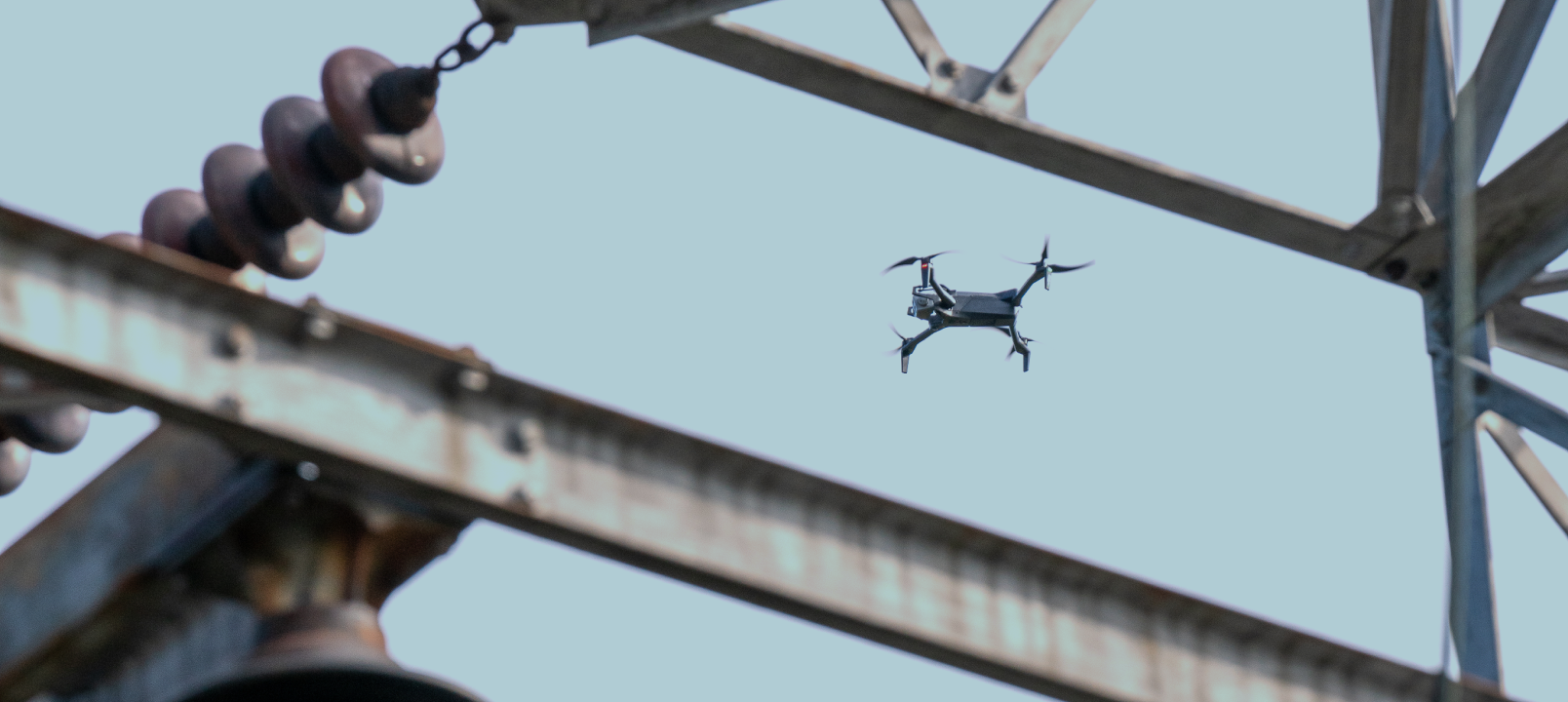 Skydio X10 inspection drone flying over utility infrastructure