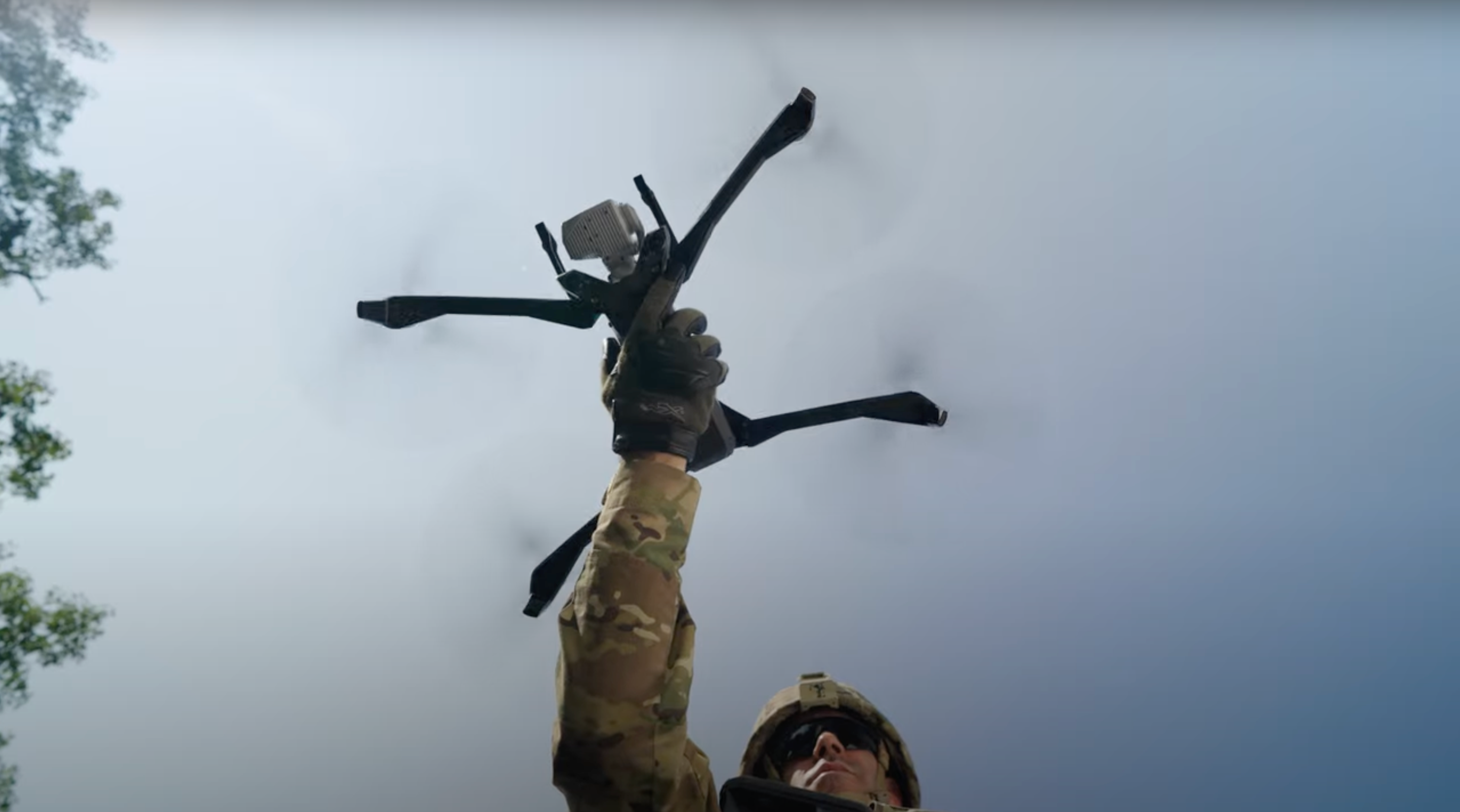 warfighter with a Skydio X10D drone