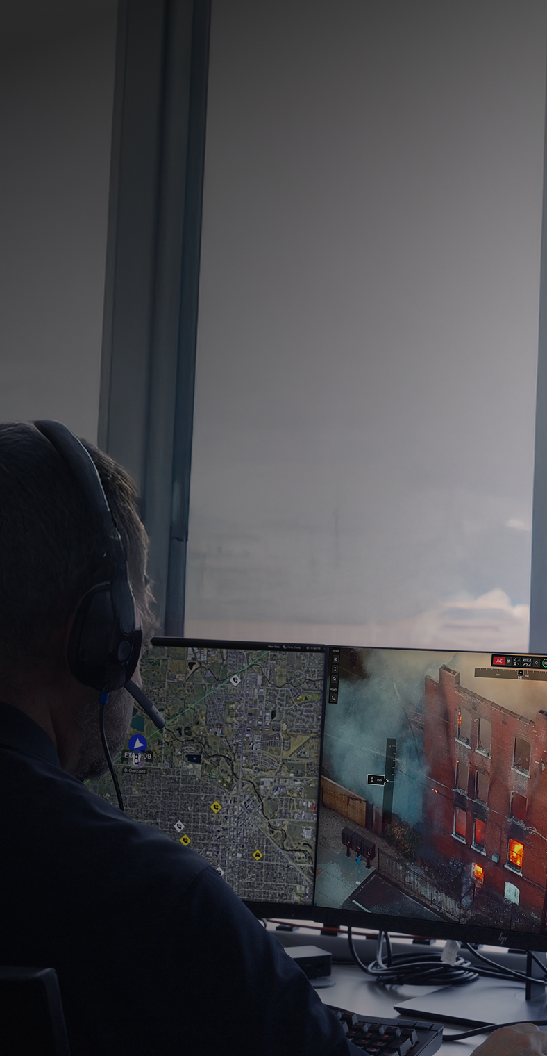 person watching over fire remotely using X10 drone