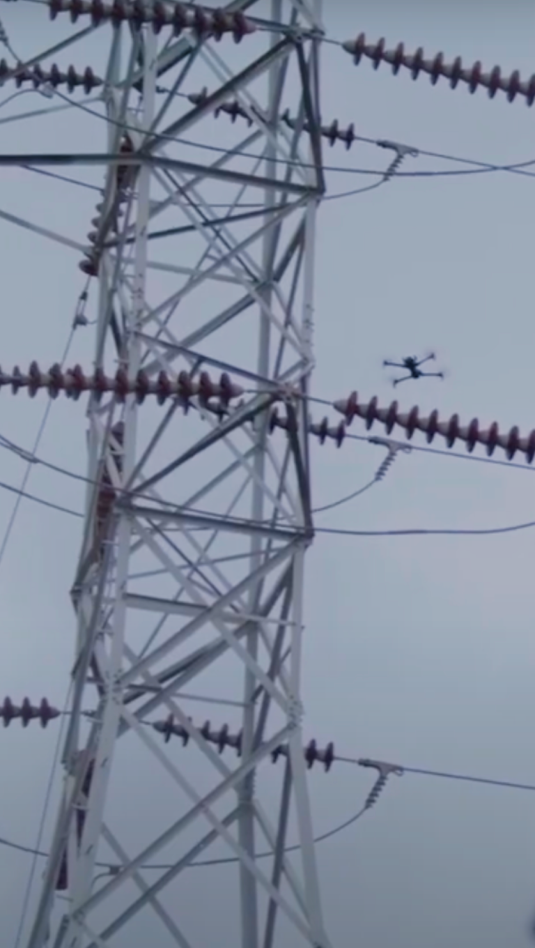 Skydio X10 inspection drone near electrical utility assets